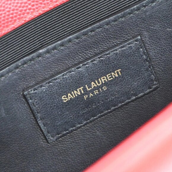 SAINT LAURENT YSL Logo 2Way Chain Shoulder Clutch Bag Red GHW Italy 22RF821 - Picture 11 of 16